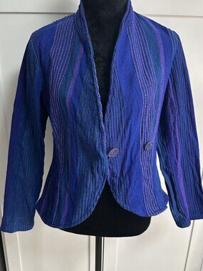Guga Made in the Isle of Skye Women's Blazer Size M Handwoven Cotton Colorful